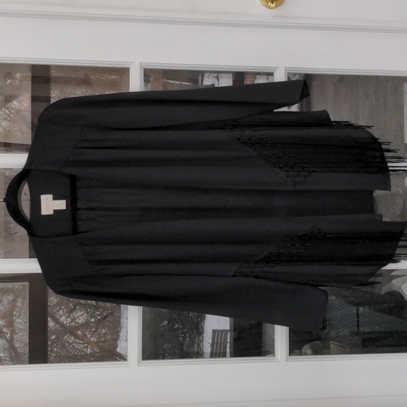Chico's black semi sheer fringes kimono Size S - Picture 2 of 8
